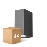 Lot 4x D'Lite Applique Murale Vrebos Aluminium Noir Up&Down | Convient Pour 2x GU10